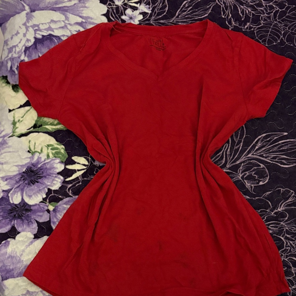Women's Red V-Neck Top